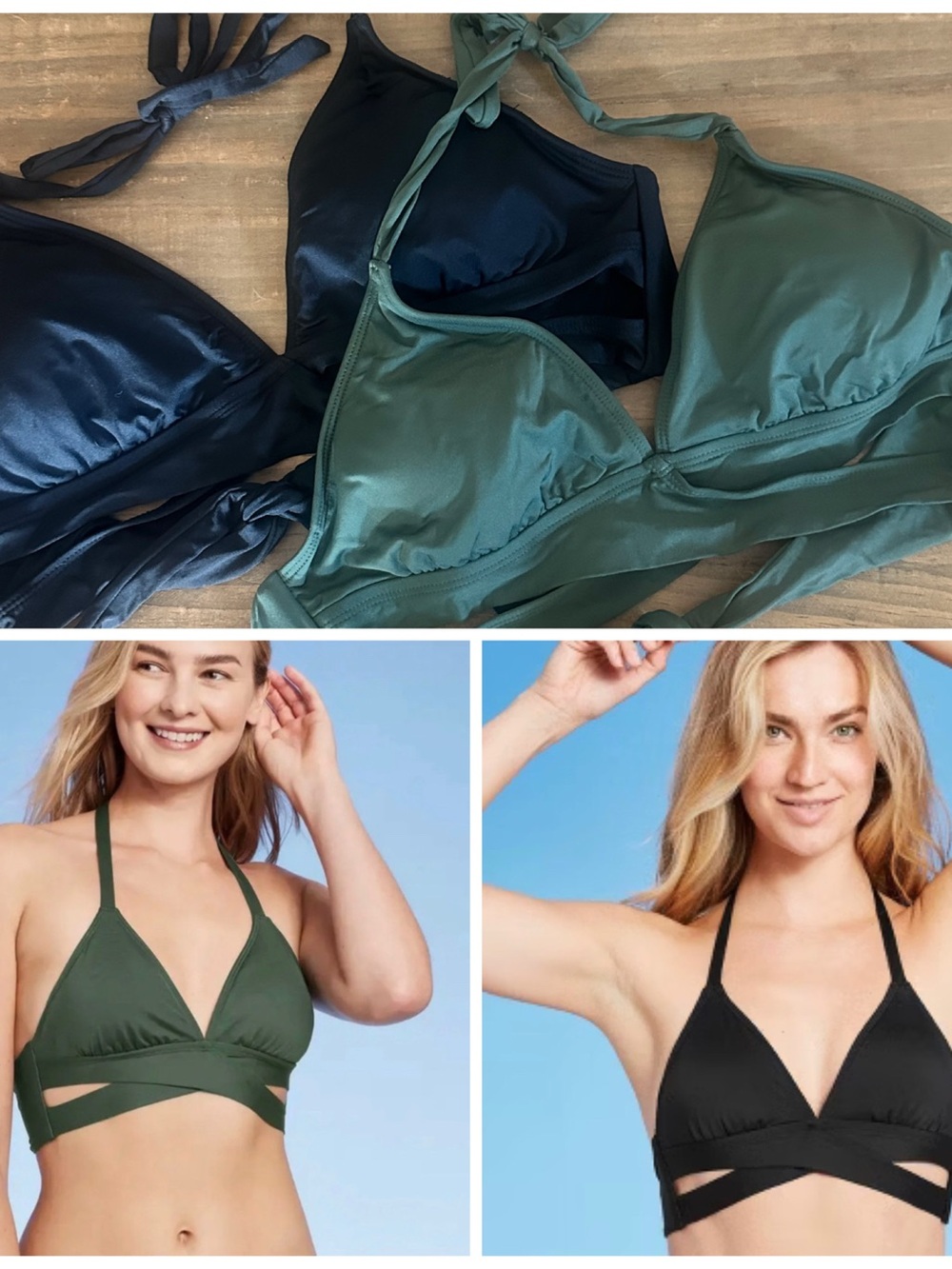 Kona Sol Faux Wrap Halter Bikini Top Bundle